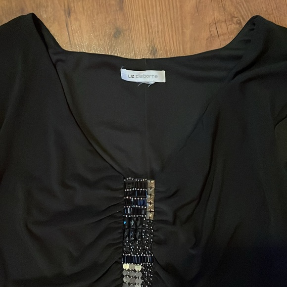 Liz Claiborne black ruched dress. - Picture 3 of 4